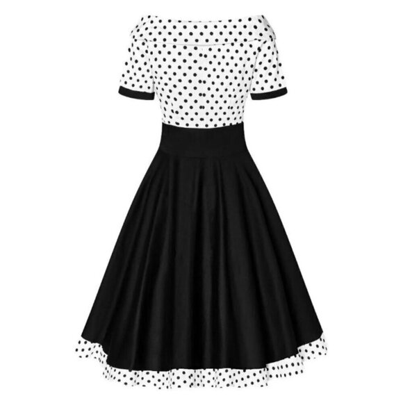 Dolly & Dotty Darlene Dress in White with Black Polka Dots - Picture 3 of 3